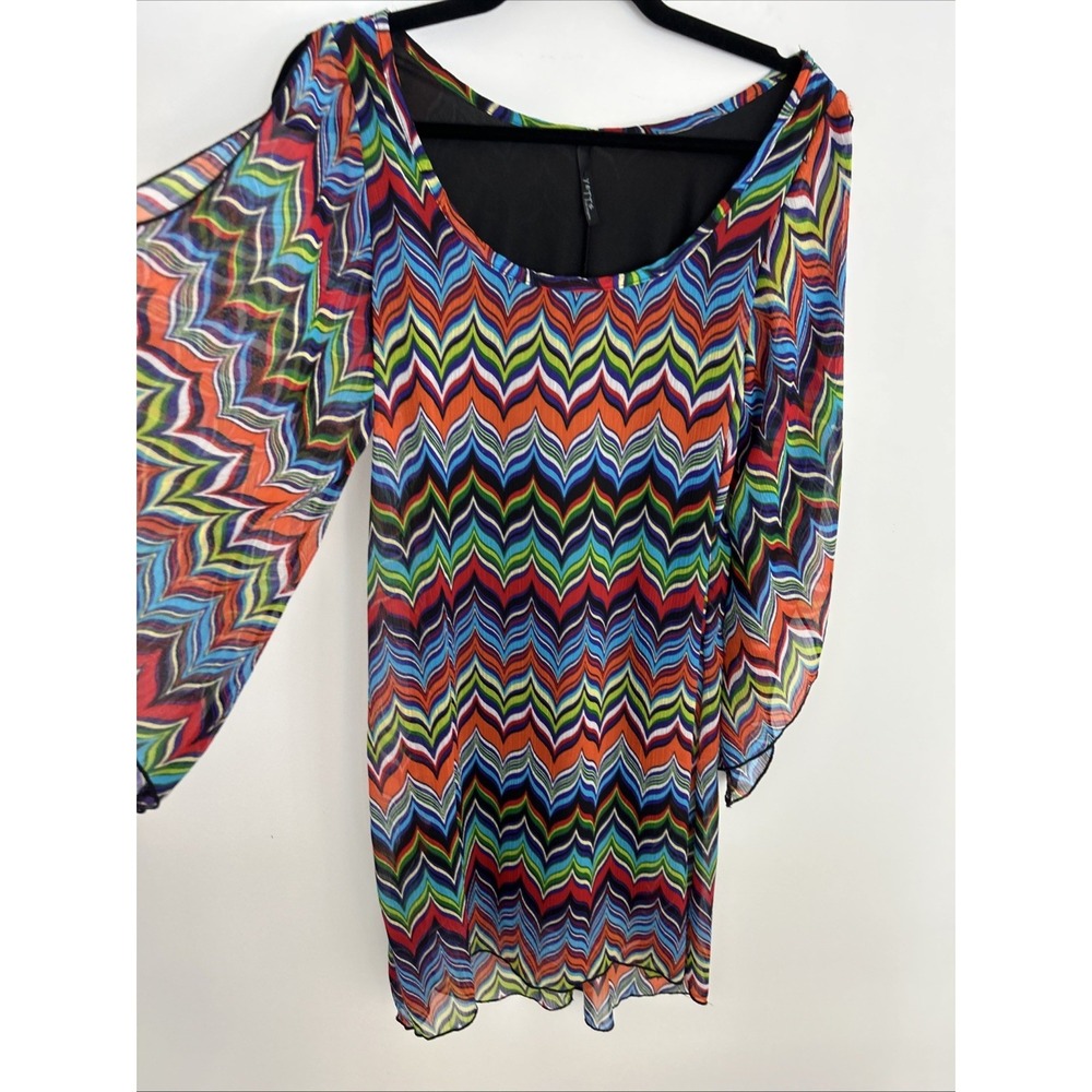 Yetts Women's Small‎ Open Sleeve Dress Multicolor Fun Lightweight Wrinkle Free